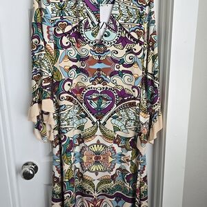 Zara Multicolor Printed Maxi Dress with Ruffled Sleeves